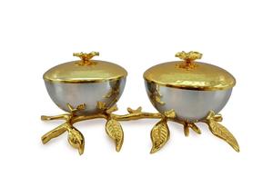 Bol à oiseaux en métal poli, parfait comme décoration, présentoir à fruits secs et cadeau pour les mariages - Product Image 6