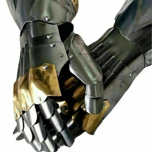 Găng tay chiến binh thời trung cổ, đồ bảo hộ bằng thép, đồ trang sức, sản phẩm thủ công mỹ nghệ Calvin, đồ dùng trang phục, găng tay bạc, đồ sưu tầm. - Product Image 1