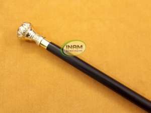 Bâton de marche de styliste en bois avec belle poignée dorée ovale en laiton/cannes de marche en bois avec poignée de bouton en laiton - Product Image 4