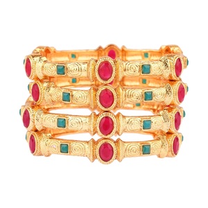 Conjunto de brazalete indio de bollwood para mujer, pulsera de cristal tradicional, joyería para mujer (Juego de 4) - Product Image 1