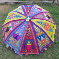 Parasol de plage bohème brodé du Rajasthan, parasol indien fait à la main, grand parasol pour l'extérieur