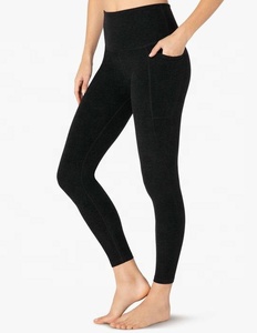 Leggings de Yoga Blancos de Cintura Alta para Mujer, Largos, Sin Costuras, de Spandex y Nailon, Cintura Elástica, Color Sólido, Pantalones Deportivos - Product Image 4