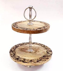 Classic Serving Cake holder for Party Wedding Hotel Home Cake Serving decor Brown <b>Colour</b> Modern design <b>Wood</b> and metal cake stand - Product Image 2