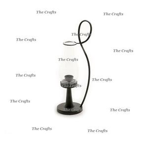 Porte-bougie de qualité supérieure en fer noir Porte-bougie avec cheminée en verre pour la décoration d'hôtel - Product Image 1