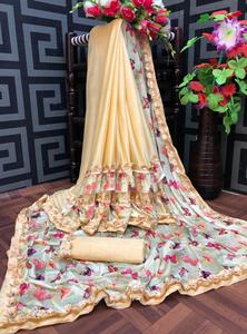 Vêtements de soirée les plus beaux et attrayants Saree imprimé avec chemisier Pièce pour femme indienne Vêtements ethniques en gros à bas prix - Product Image 3