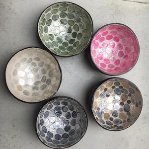 Flowers Lacquered Coconut Shell Bowls, Natural Coconut Bowl from Vietnam - Product Image 1