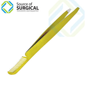 Pinzas para cejas estilo peine de color dorado con punta inclinada Nuevo producto - Product Image 2