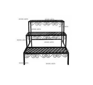 Soporte de plantas de hierro para exteriores, soporte de 3 niveles para múltiples plantas, escalera en maceta para interiores, estante para decoración de jardín - Product Image 5