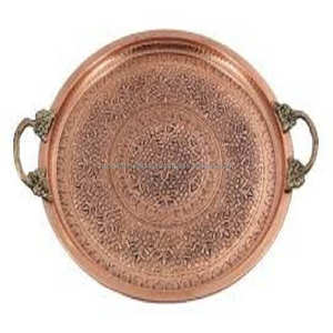 Plateau en cuivre à poignée en laiton de conception Vintage - Product Image 1