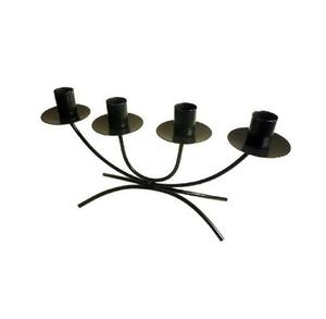 Candelabro de Hierro de 3 Brazos Color Negro con Base de Madera, Candelabro de la Mejor Calidad para Decoración de Sala de Estar - Product Image 2