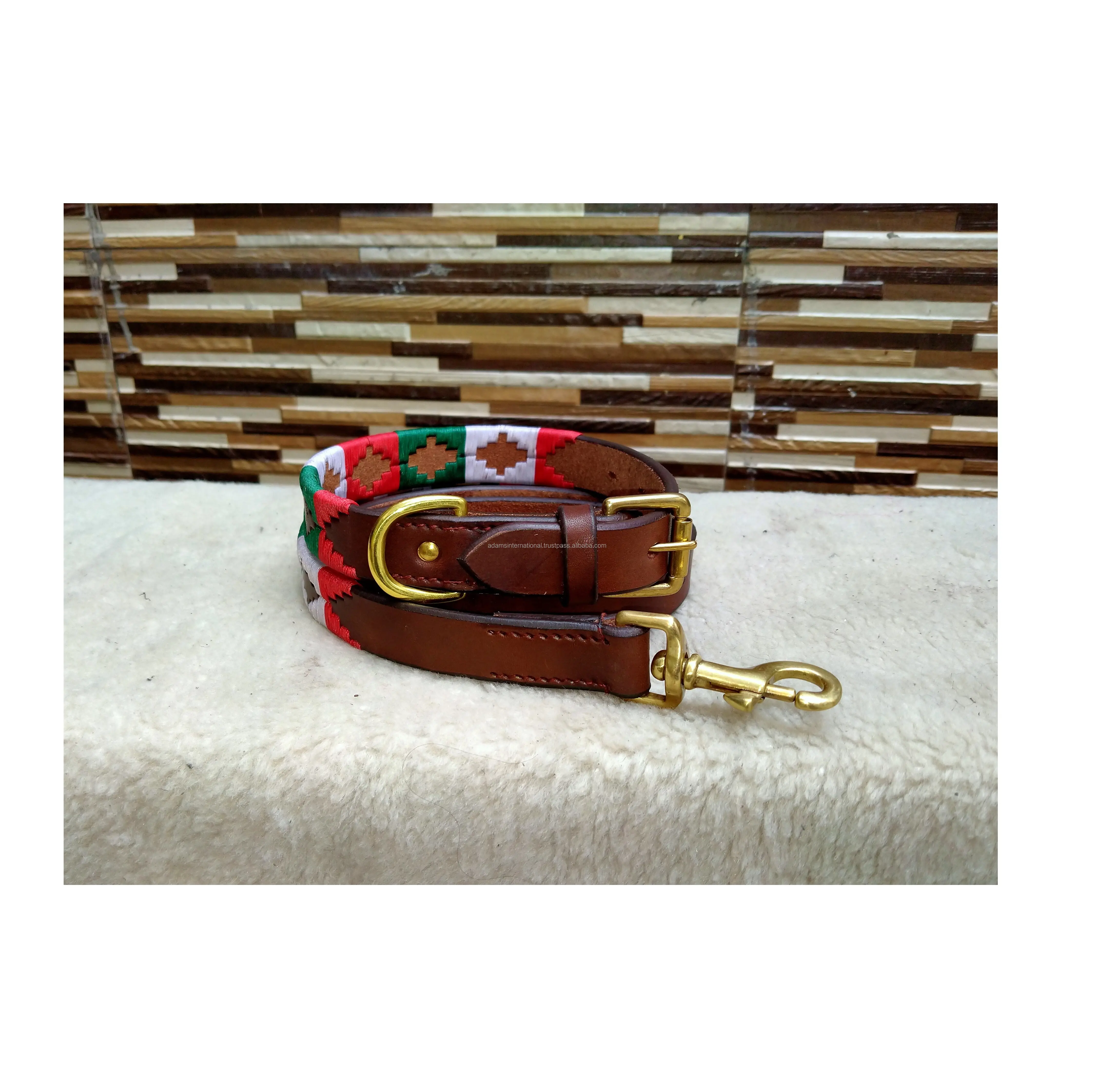 Top Quality - Polo Dog Collar and Leash - American Cow Leather - Solid Brass Hardware - 6 mm thick soft oily leather