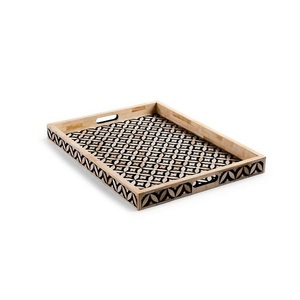 ถาดไม้เสิร์ฟอาหารรูปทรงสี่เหลี่ยมผืนผ้า พร้อมหูจับ สำหรับตกแต่งโต๊ะอาหาร - Product Image 1