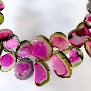 Tranches de pastèque en tourmaline multicolores, pierres précieuses brutes, perles polies, fabrication de bijoux, prix de gros, qualité naturelle - Product Image 4