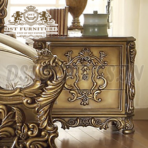 Meubles de chambre à coucher traditionnels faits à la main de luxe, style antique, en bois de teck, style nigérian, ensemble de chambre à coucher royale - Product Image 2