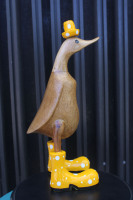Décoration en bois indonésien ak pour la maison, canard en racines de bambou, canard en bois fait à la main