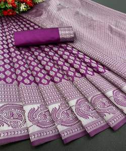 Banarasi Soie Sarees Fête Porter Mariage Indien Ethnique - Product Image 6