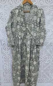 Vestido de Mujer de Alta Calidad, Estampado en Bloque de Algodón, Estilo Camisero, Plisado, Holgado, Informal, para Playa - Product Image 2