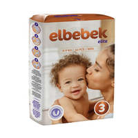 Pañales Desechables para Bebé Elbebek Elite con Protección Contra Fugas, Tela Suave y Transpirable, para Bebés de 7-8 kg