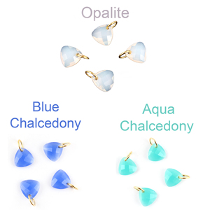 Connecteur pendentif en pierre précieuse de calcédoine Aqua, 12mm, anneau de saut en plaqué or, bijou fait à la main - Product Image 3