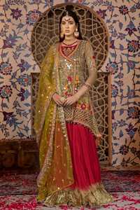 Shalwar Kameez-Bordado de Organza, impresionante, indio, paquistaní, hecho a mano - Product Image 4