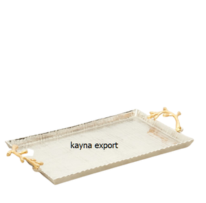 Bandeja de Mármol Blanco con Borde Dorado de Diseño Más Vendida, Bandeja de Mármol Decorativa con Acabado Dorado Personalizado, Bandeja Rectangular de Estilo Creativo - Product Image 3