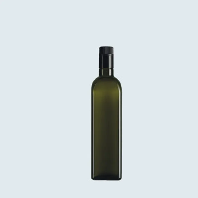 Hoge Kwaliteit Gemaakt In Italië Glazen Fles Voor Virgin Olie Vierkante Lijn Dop 50cl Antieke Groene Kleur Klaar Voor Export