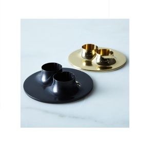 BRASS BLACK AND <b>BROWN</b> TWO TAPER CANDLE HOLDER SET OF TWO By BRASSWORLD INDIA - Product Image 1