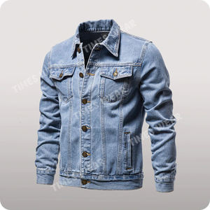 Chaqueta vaquera informal para hombre, ropa de calle estilo Hip Hop, Bomber, Color sólido, Primavera - Product Image 1