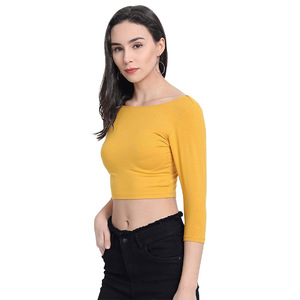 Hauts courts vierges personnalisés de haute qualité en gros mode décontractée bon marché femmes entraînement gym débardeurs femmes Sexy haut court t-shirt - Product Image 3