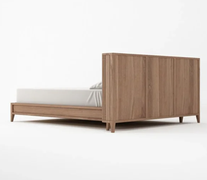 Cama italiana de madera sólida, de lujo, nórdica, de cuero auténtico, doble dormitorio principal - Product Image 2