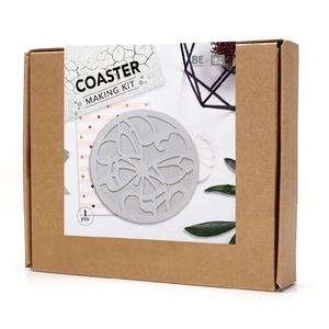 DIY Round Cement Concrete Coaster Kit Oriental Design Reusable Stone Mat Pad - Product Image 4