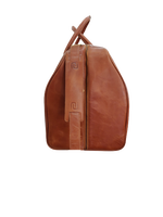Bolsa de Viaje Unisex de Cuero Genuino Marrón Oscuro, Estilo Bohemio, con Cierre de Cremallera y Broche, Personalizable con Logotipo, Diseño Elegante con Patrón de Caramelo
