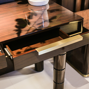 Kallias Writing <b>Desk</b> <b>Solid</b> <b>Wood</b> Walnut Brass Accent Modern Table Home Office Hotel Furniture - Product Image 3