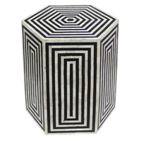 Table basse et tabouret modernes en os de chameau indien incrusté, best-seller, ronds, noir/blanc, nouvelle arrivée