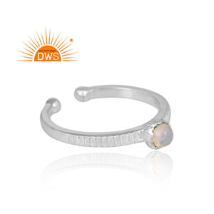 Anillo ajustable de Plata de Ley 925 con gema de ópalo, joyería Natural etíope - Product Image 3