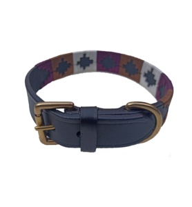 Collier de polo professionnel en cuir marron violet gris pour chien avec motif solide et design de fil coloré pour la laisse des propriétaires - Product Image 2