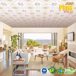 Panneau de plafond suspendu en PVC 24x24, ignifuge, insonorisant, anti-moisissure, système de grille en T encastrable, NRC 0,55-0,8, utilisation hôtelière de luxe - Product Image 5