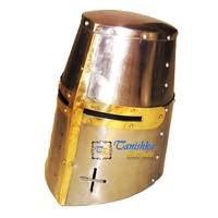 Casque de Chevalier Templier Médiéval Moderne Fait Main de Haute Qualité, en Fer Électroplaqué, Fini Prêt à Porter, Protection de Tête Artistique