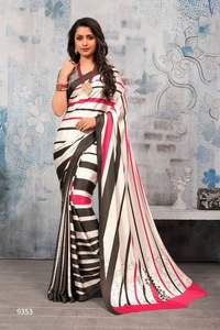 Indien Katan Saree dernier concepteur fête porter mariage dames femmes porter Georgette soie broderie travail Sari avec Blouse Alphanumero - Product Image 3