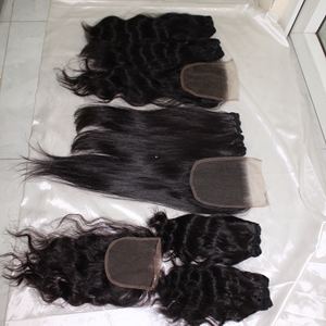 <b>Top</b> Quality Raw Cambodian Hair in Weft Double Drawn, 3 Bundles With Closure Straight Brazilian Hair With Straight - Product Image 2