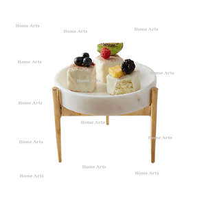 Ensemble de 2 serveuses à gâteaux en marbre et bois avec support à dessert de taille personnalisée de qualité supérieure au prix le plus bas - Product Image 2
