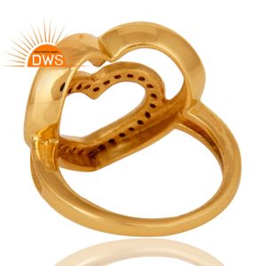 Love Sign Heart Shape Gold Plated 925 Silver Ring Wholesale Green Tourmaline Gemstone Ring Jewelry - Product Image 4