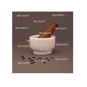 Juego de mortero y Maja de hierba pulida de mármol con mortero y Maja de utensilios de cocina de forma redonda de la mejor calidad a granel - Product Image 3