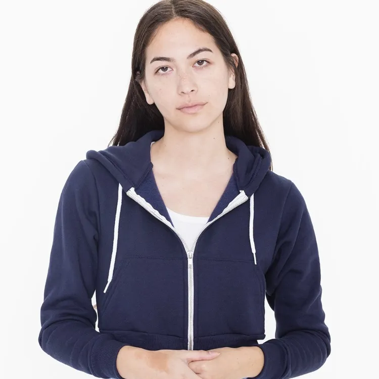 New ladies fitness wear zip up gym crop top hoodies
