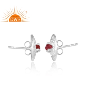 Nouveauté 2026 : Boucles d'oreilles clous en argent sterling fin avec spinelle naturelle et rubis pour femme - Fabricant de bijoux - Product Image 3