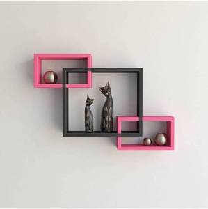 Étagère murale flottante en bois, décoration murale, étagères flottantes en MDF numéro de 3, rose et noir - Product Image 3