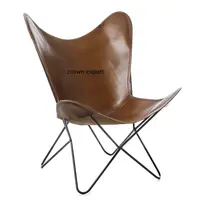 מודרני כהה חום עור פרפר כיסא קלאסי עיצוב מתקפל כיסא עתיק עיצוב ברזל made פרפר כיסא סיטונאי