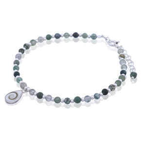 Pulsera de plata con conchas de Shiva, cadenas de ágata - Product Image 2