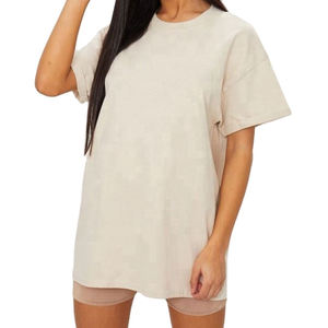 Camisetas de algodón con cuello redondo para mujer, ropa de gran tamaño con logo personalizado, color blanco, gran oferta, precio barato - Product Image 1