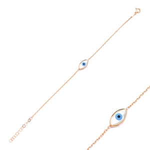 Pulsera de plata de ley 925 con diseño de ojo turco esmaltado, joyería fina hecha a mano - Product Image 2